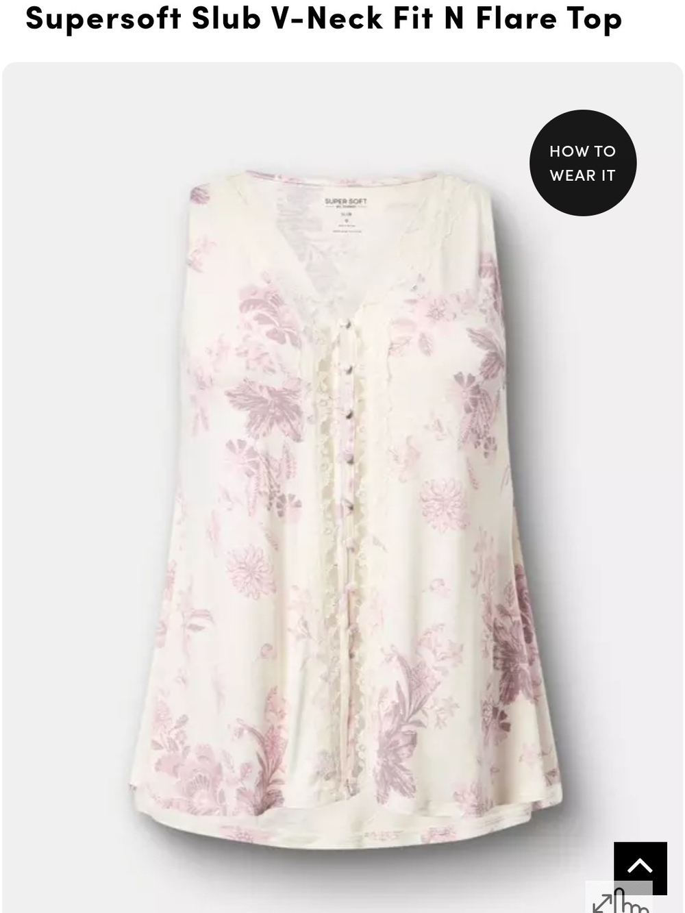 torrid Cream Floral V-Neck Lace-Trim Fit & Flare Top